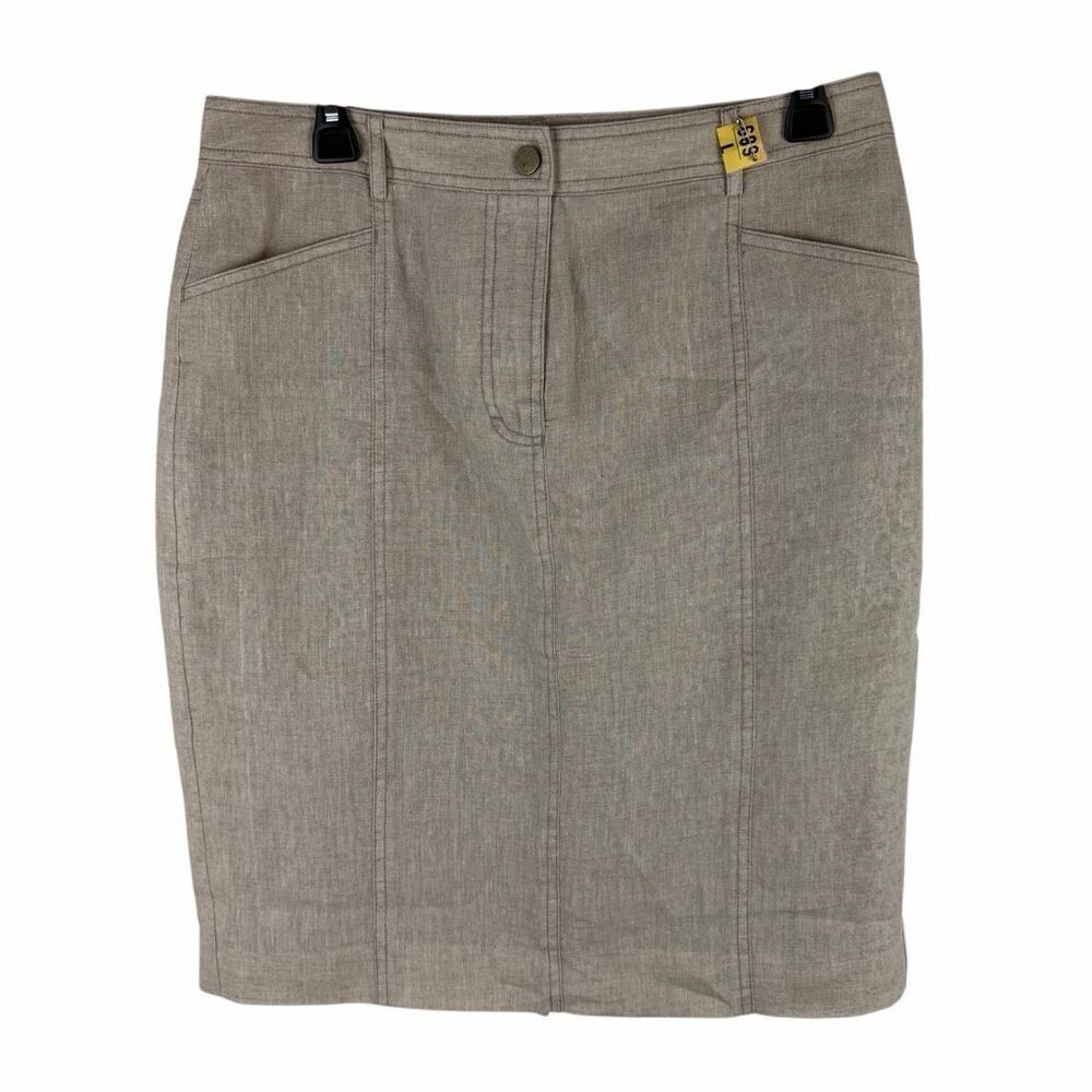 Doncaster tan linen pencil skirt- size 6